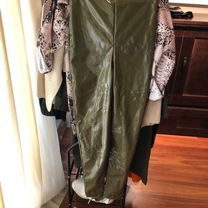 Olive Green Vinyl “Liquid” Leggings